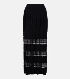 ALAIA Plissierter Maxirock Mit Spitze