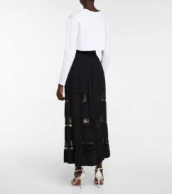 ALAIA Plissierter Maxirock Mit Spitze -Odabashsa Geschaft P00572969 b2