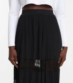 ALAIA Plissierter Maxirock Mit Spitze -Odabashsa Geschaft P00572969 d1