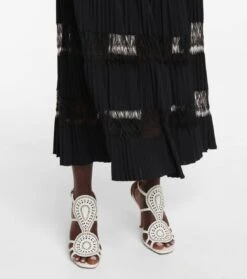 ALAIA Plissierter Maxirock Mit Spitze -Odabashsa Geschaft P00572969 d2