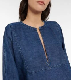 Valentino Midikleid Aus Denim -Odabashsa Geschaft P00633779 d1