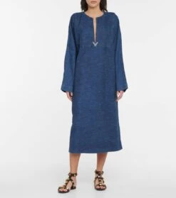 Valentino Midikleid Aus Denim -Odabashsa Geschaft P00633779 d2