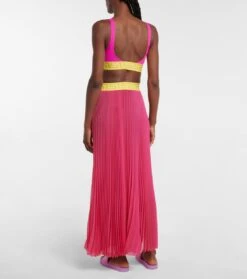 Versace Plissierter Maxirock Greca Border -Odabashsa Geschaft P00698985 b2