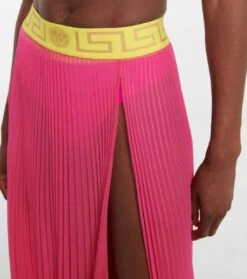 Versace Plissierter Maxirock Greca Border -Odabashsa Geschaft P00698985 d1