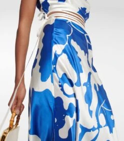 Bedruckter Maxirock Esme Aus Seide -Odabashsa Geschaft P00745824 d1