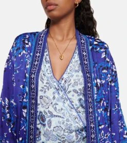 Bedruckter Mantel Erica Aus Satin -Odabashsa Geschaft P00746536 d1