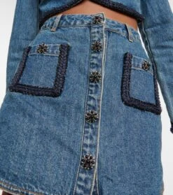 SELF PORTRAIT Verzierter Jeansrock -Odabashsa Geschaft P00758363 d1