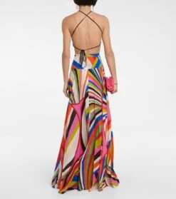 Bedruckter Maxirock Aus Musselin -Odabashsa Geschaft P00769238 b2