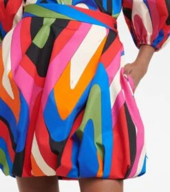 Bedruckter Minirock Aus Baumwolle -Odabashsa Geschaft P00769443 d1