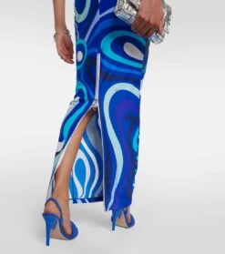 Bedruckter High-Rise-Maxirock -Odabashsa Geschaft P00769597 d2