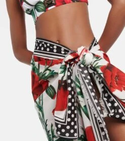Dolce & Gabbana Bedruckter Pareo Aus Baumwolle -Odabashsa Geschaft P00771359 d1