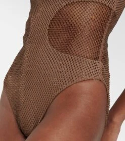 Badeanzug Fern Aus Mesh Mit Kristallen -Odabashsa Geschaft P00774170 d2