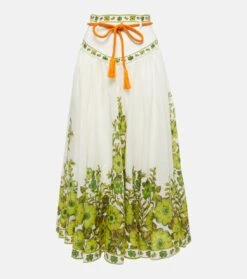 Bedruckter Midirock Wallis Aus Leinen