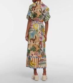 Bedruckter Maxirock Theo Aus Leinen -Odabashsa Geschaft P00783509 b2