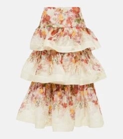 Zimmermann Wonderland Midirock Aus Seide Und Leinen
