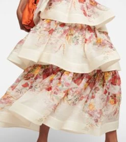Zimmermann Wonderland Midirock Aus Seide Und Leinen -Odabashsa Geschaft P00784031 d2